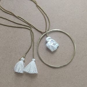 Anthropologie Pearl Hoop Pendant Necklace